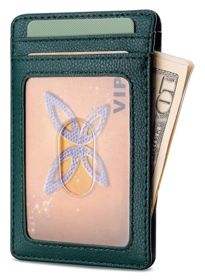 Buffway Genuine Leather Card Holder Wallet for Men Leather Original, Men and Women Slim RFID Wallet (Green) - Image 2